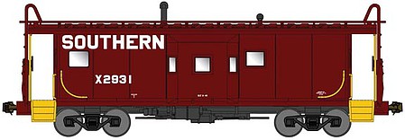 Bluford Shops 41121 N Scale International Car Bay Window Caboose Phase 1 - Ready to Run -- Southern Railway #X3102 (Boxcar Red)