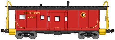 Bluford Shops 41140 N Scale International Car Bay Window Caboose Phase 1 - Ready to Run -- Southern Railway X3301 (Transition-Era, red, yellow Roman Lettering, SR Logo