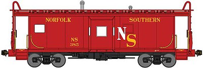 Bluford Shops 42070 N Scale International Car Bay Window Caboose Phase 2 - Ready to Run -- Original Norfolk Southern 385 (red, yellow, white)