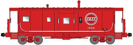 Bluford Shops 42141 N Scale International Car Bay Window Caboose Phase 2 - Ready to Run -- Chicago & Eastern Illinois 13514 (red, Buzzsaw Logo)