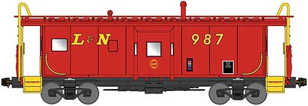 Bluford Shops 42150 N Scale International Car Bay Window Caboose Phase 2 - Ready to Run -- Louisville & Nashville 987 (red, yellow)