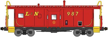 Bluford Shops 42151 N Scale International Car Bay Window Caboose Phase 2 - Ready to Run -- Louisville & Nashville 989 (red, yellow)