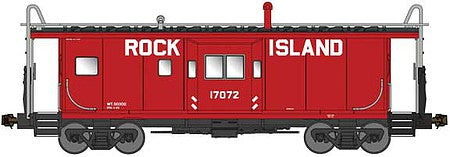 Bluford Shops 43050 N Scale International Car Bay Window Caboose Phase 3 - Ready to Run -- Rock Island 17072 (As-Delivered, red, black)