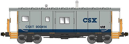 Bluford Shops 44160 N Scale International Car Bay Window Caboose Phase 4 - Ready to Run -- CSX 900413 (gray, blue, yellow)