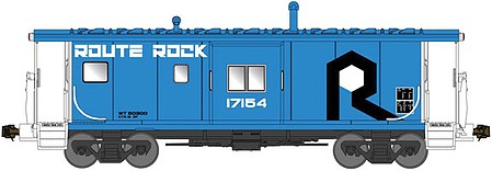 Bluford Shops 44170 N Scale International Car Bay Window Caboose Phase 4 - Ready to Run -- Rock Island 17154 (blue, white, black, Route Rock Slogan)