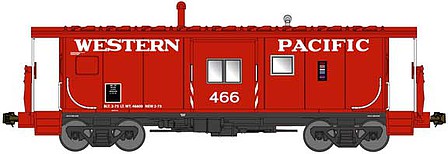 Bluford Shops 44190 N Scale International Car Bay Window Caboose Phase 4 - Ready to Run -- Western Pacific 466 (As-Delivered 1973, red, white)
