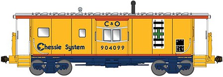 Bluford Shops 44211 N Scale International Car Bay Window Caboose Phase 4 - Ready to Run -- Chessie C&O 904124 (yellow, blue, vermillion, green cross safety markings)