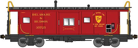 Bluford Shops 44220 N Scale International Car Bay Window Caboose Phase 4 - Ready to Run -- Delaware & Hudson #35725 (red, black, yellow, Bridge Line Slogan)