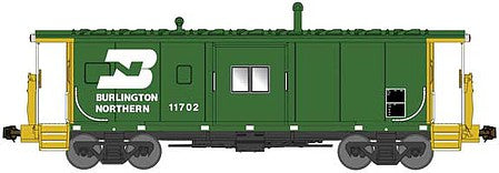 Bluford Shops 44250 N Scale International Car Bay Window Caboose Phase 4 - Ready to Run -- Burlington Northern 11702 (Cascade Green, Logo on Left)