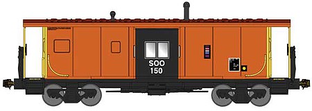 Bluford Shops 44270 N Scale International Car Bay Window Caboose Phase 4 - Ready to Run -- Soo Line 150 (Ex-MILW, orange, black, yellow)