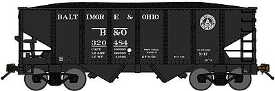 Bluford Shops 60362 N Scale USRA 30'6" 2-Bay Hopper w/Load 2-Pack - Ready to Run -- Baltimore & Ohio (Post War, black, 13 States Logo)