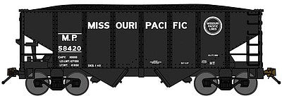 Bluford Shops 60393 N Scale USRA 30'6" 2-Bay Hopper w/Load 3-Pack - Ready to Run -- Missouri Pacific (black, Lines Buzz Saw Logo)