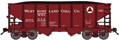 Bluford Shops 60412 N Scale USRA 30'6" 2-Bay Hopper w/Load 2-Pack - Ready to Run -- Westmoreland Coal (Boxcar Red)