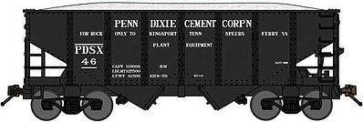 Bluford Shops 60441 N Scale USRA 30'6" 2-Bay Hopper with Load - Ready to Run -- Penn-Dixie Cement (black, Limestone Service)