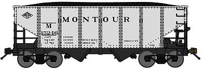 Bluford Shops 60492 N Scale USRA 30'6" 2-Bay Hopper with Load 2-Pack - Ready to Run -- Montour (silver, black)