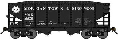 Bluford Shops 60512 N Scale USRA 30'6" 2-Bay Hopper with Load 2-Pack - Ready to Run -- Morgantown & Kingwood (black, white)