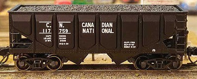 Bluford Shops 62147 N Scale USRA 30'6" 2-Bay Panel-Side Hopper w/Load - Ready to Run -- Canadian National #117691 (black)