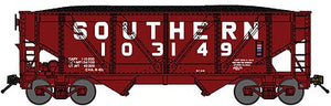 Bluford Shops 64042 N Scale 2-Bay Rebuilt War-Emergency Hopper w/Load 2-Pack - Ready to Run -- Southern Railway (Boxcar Red, 1960s Billboard Lettering)