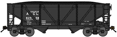 Bluford Shops 64061 N Scale 2-Bay Rebuilt War-Emergency Hopper w/Load - Ready to Run -- Atlantic Coast Line (black, Reporting Marks Only)