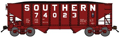 Bluford Shops 65033 N Scale 8-Panel 2-Bay Open Hopper w/Load 3-Pack - Ready to Run -- Southern Railway (Boxcar Red, Billboard Lettering)