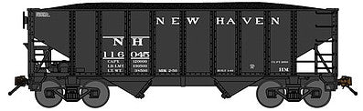 Bluford Shops 65041 N Scale 8-Panel 2-Bay Open Hopper w/Load - Ready to Run -- New Haven (black)
