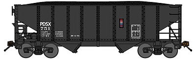 Bluford Shops 65052 N Scale 8-Panel 2-Bay Open Hopper w/Load 2-Pack - Ready to Run -- Penn-Dixie Cement PDSX (black)