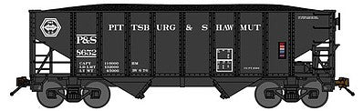 Bluford Shops 65061 N Scale 8-Panel 2-Bay Open Hopper w/Load - Ready to Run -- Pittsburgh & Shawmut (black)