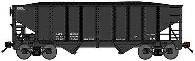 Bluford Shops 65081 N Scale 8-Panel 2-Bay Open Hopper with Load - Ready to Run -- Data Only (black)