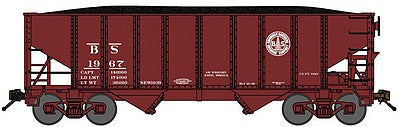 Bluford Shops 65091 N Scale 8-Panel 2-Bay Open Hopper w/Load - Ready to Run -- Birmingham Southern (Boxcar Red)