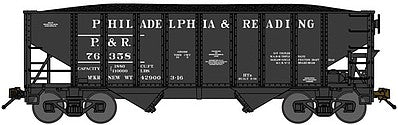 Bluford Shops 65162 N Scale 8-Panel 2-Bay Open Hopper w/Load 2-Pack - Ready to Run -- Philadelphia & Reading (black)
