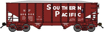 Bluford Shops 65182 N Scale 8-Panel 2-Bay Open Hopper w/Load 2-Pack - Ready to Run -- Southern Pacific (Boxcar Red, Billboard Sas Serif Lettering)