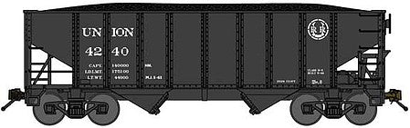 Bluford Shops 65321 N Scale 8-Panel 2-Bay Open Hopper with Load - Ready to Run -- Union Railroad 4029 (black)