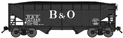 Bluford Shops 66022 N Scale 2-Bay Offset-Side Hopper w/Load 2-Pack - Ready to Run -- Baltimore & Ohio (black, Billboard B&O)