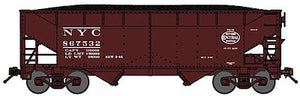 Bluford Shops 66061 N Scale 2-Bay Offset-Side Hopper w/Load - Ready to Run -- New York Central (Boxcar Red, System Logo)