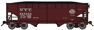 Bluford Shops 66061 N Scale 2-Bay Offset-Side Hopper w/Load - Ready to Run -- New York Central (Boxcar Red, System Logo)