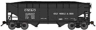 Bluford Shops 66082 N Scale 2-Bay Offset-Side Hopper w/Load 2-Pack - Ready to Run -- Gulf Mobile & Ohio (black)