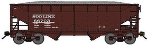 Bluford Shops 66112 N Scale 2-Bay Offset-Side Hopper w/Load 2-Pack - Ready to Run -- Soo Line (Boxcar Red)