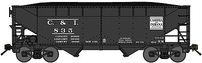 Bluford Shops 66122 N Scale 2-Bay Offset-Side Hopper w/Load 2-Pack - Ready to Run -- Cambria & Indiana (black)