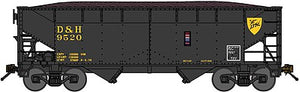 Bluford Shops 66143 N Scale 2-Bay Offset-Side Hopper w/Load 3-Pack - Ready to Run -- Delaware & Hudson (black, yellow, Illmenite Service)