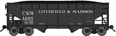 Bluford Shops 66162 N Scale 2-Bay Offset-Side Hopper w/Load 2-Pack - Ready to Run -- Litchfield & Madison (black)
