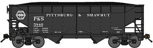 Bluford Shops 66171 N Scale 2-Bay Offset-Side Hopper w/Load - Ready to Run -- Pittsburg & Shawmut (1960 Scheme, black)