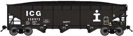 Bluford Shops 73991 N Scale 70-Ton Offset-Side 3-Bay Hopper with Load - Ready to Run -- Illinois Central Gulf (black, Large I Logo)