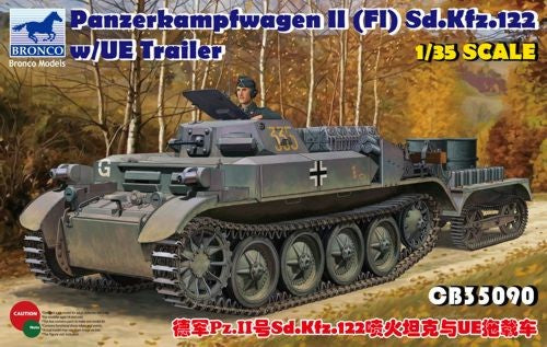 Bronco Models 35090 1/35 PzKpfw II(F1) SdKfz 122 Tank w/UE Trailer