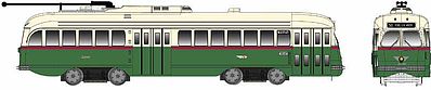 Bowser 12903 HO Scale Kansas City-Style Post-War PCC Streetcar w/LokSound & DCC - Executive Line -- Philadelphia #2260 (green, cream, Destination: 50 Rising Sun - Knorr)