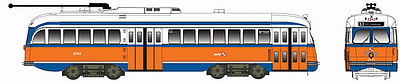 Bowser 12907 HO Scale Kansas City-Style Post-War PCC Streetcar w/LokSound & DCC - Executive Line -- Philadelphia #2240 (Gulf orange, blue, Destination: 50 Rising Sun - Olney)
