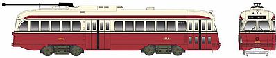 Bowser 12911 HO Scale Kansas City-Style Post-War PCC Streetcar w/LokSound & DCC - Executive Line -- Toronto Transit Commission #4750 (maroon, cream, Destination: St. Clair Keel