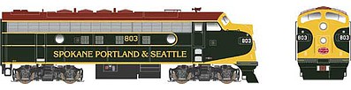 Bowser 24582 HO Scale EMD F7A - Standard DC - Executive Line -- Spokane, Portland & Seattle #804 (Hour Glass, black, yellow, Tuscan)