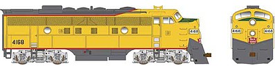 Bowser 24600 HO Scale EMD F9AM Rebuild, Large Branch Line Snowplow w/LokSound & DCC - Executive Li -- Rock Island #4168 (Ex-UP, Armour Yellow, gray)