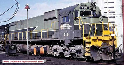 Bowser 24859 HO Scale Montreal Locomotive Works M630 - LokSound & DCC - Executive Line -- British Columbia Railway 719 (Two-Tone Green, Lightning Stripe, Nose Ditch L