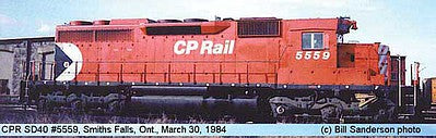 Bowser 24954 HO Scale GMD SD40 - LokSound & DCC - Executive Line -- Canadian Pacific 5559 (Action Red, 8" Stripe, Small Multimark, Ditch Lights